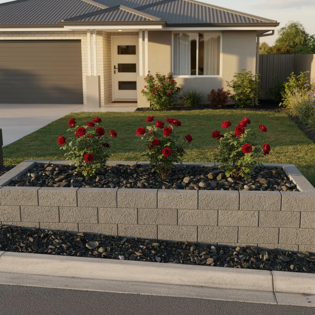 Tiered Stone Wall With Roses and Lavender