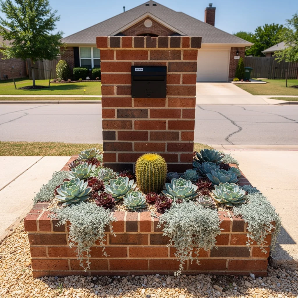 The Brick Column With Succulent and Cactus Planting
