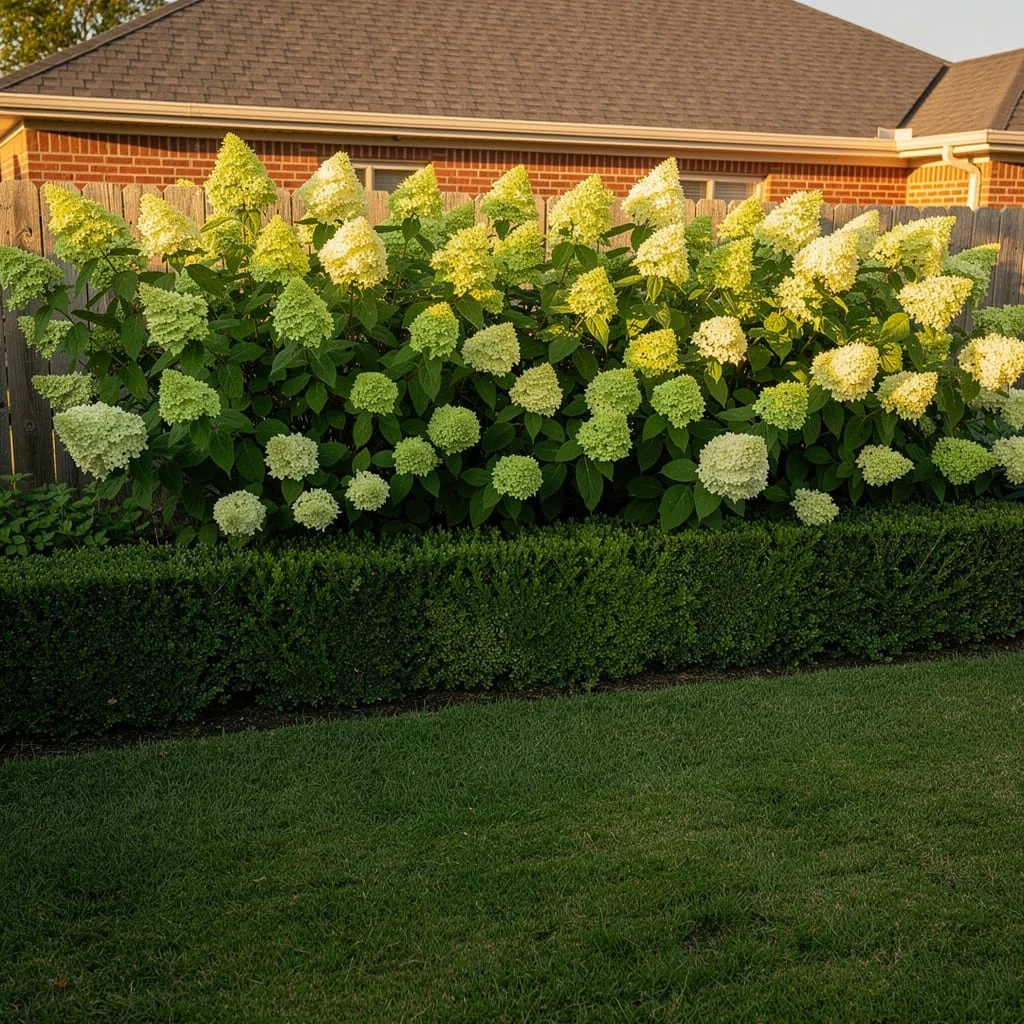 Limelight Hydrangea Fence Border