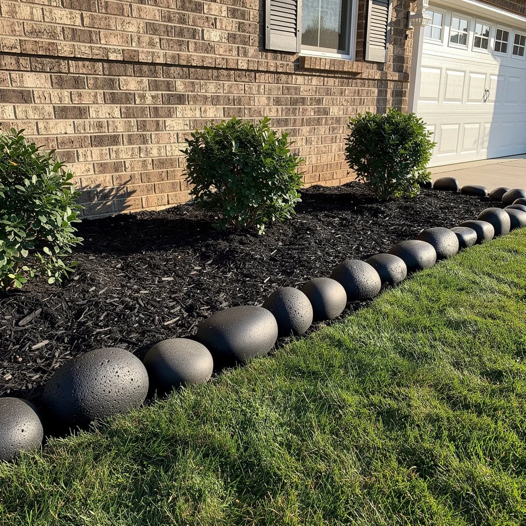 The Dark Cobblestone Border That Makes a Mulch Bed Look Finished
