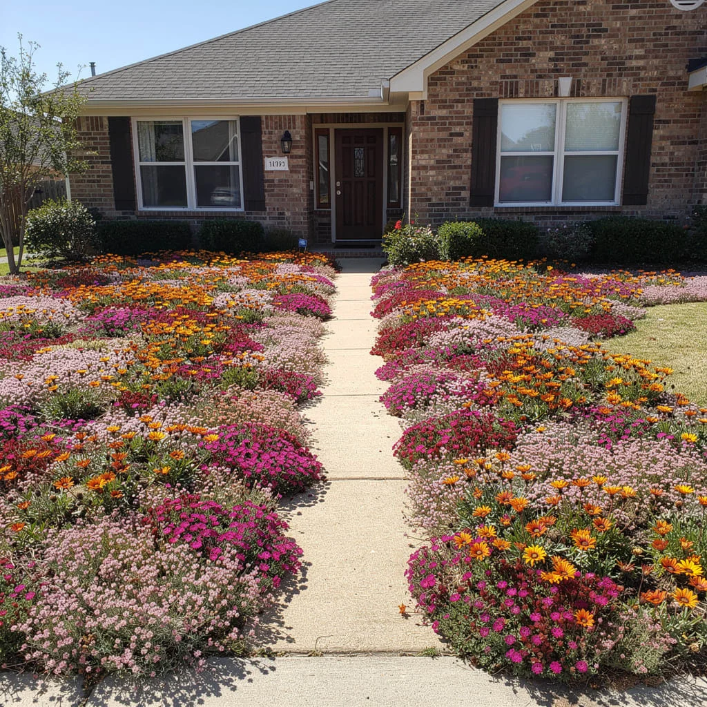 The Wildflower Lawn Replacement with a Concrete Path Through the Centre