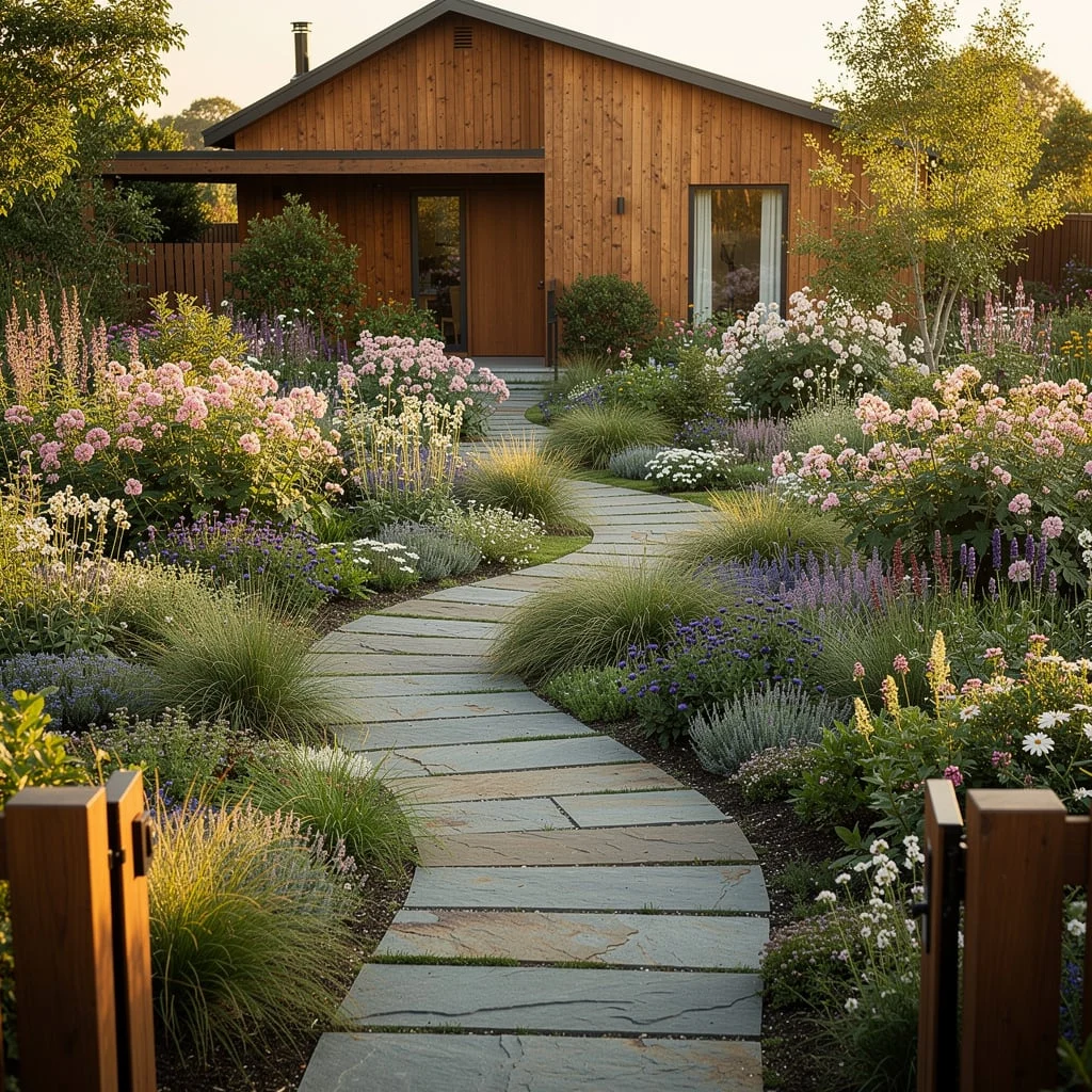 The Organic Cottage Path With Perennial Gardens Swallowing the Approach