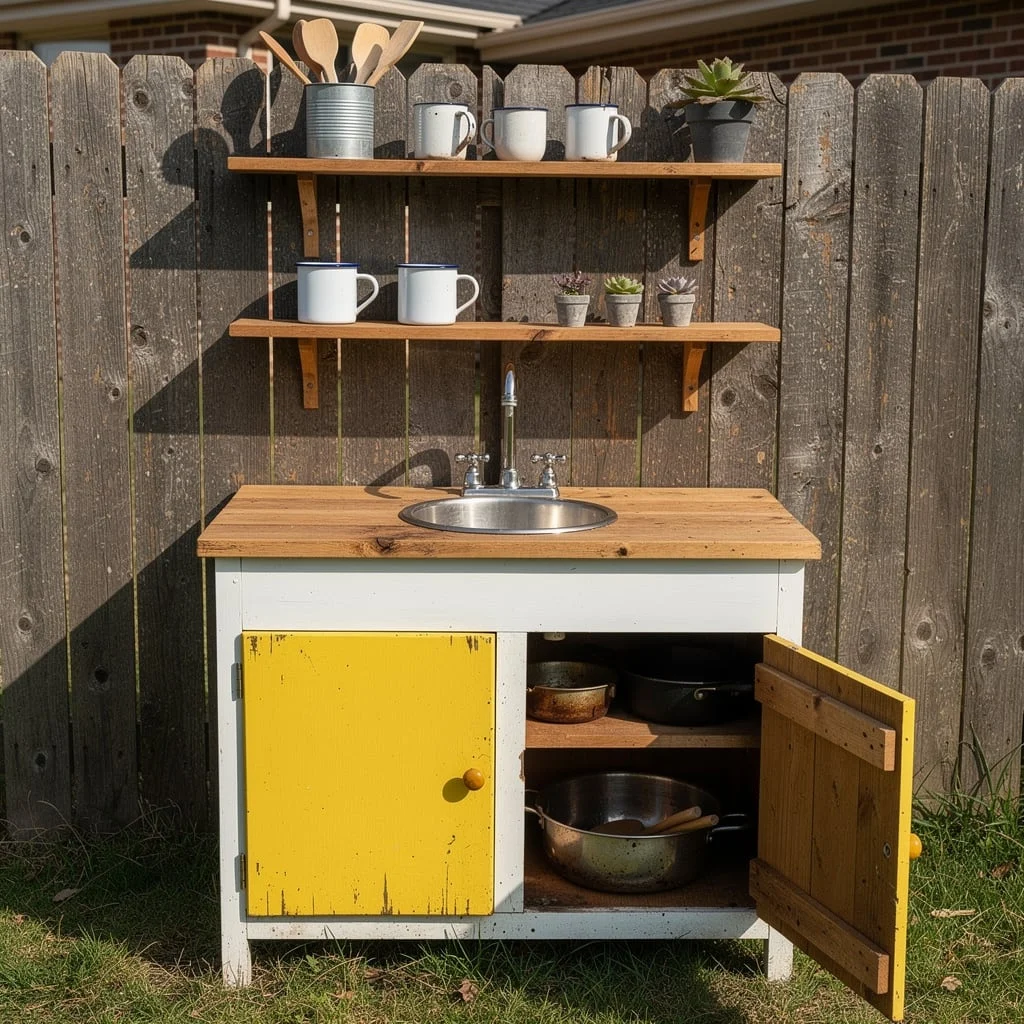 Upcycled Cabinet Mud Kitchen
