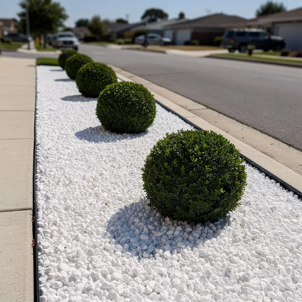 Boxwood Spheres On White Chip