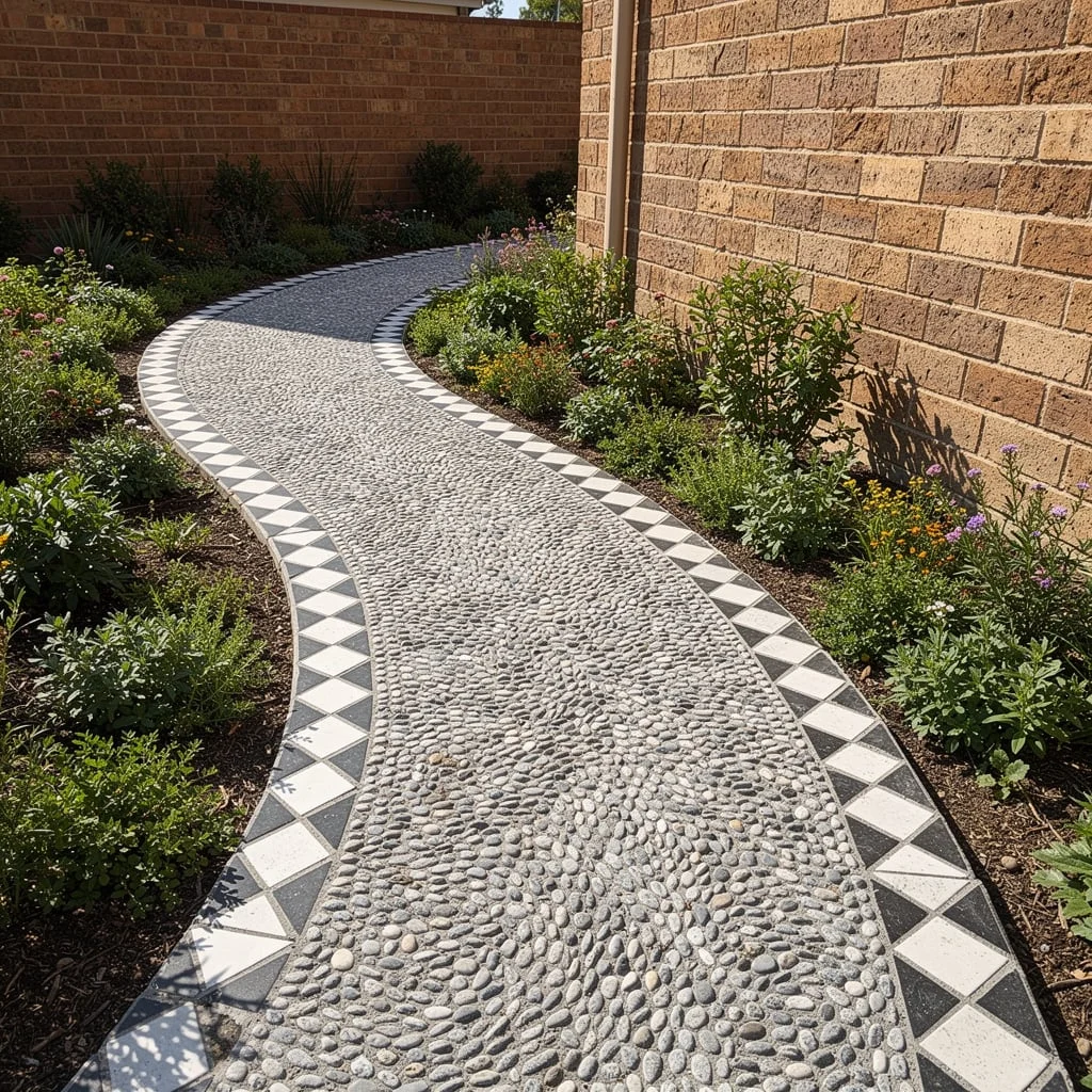 Pebble Mosaic With Curved Border
