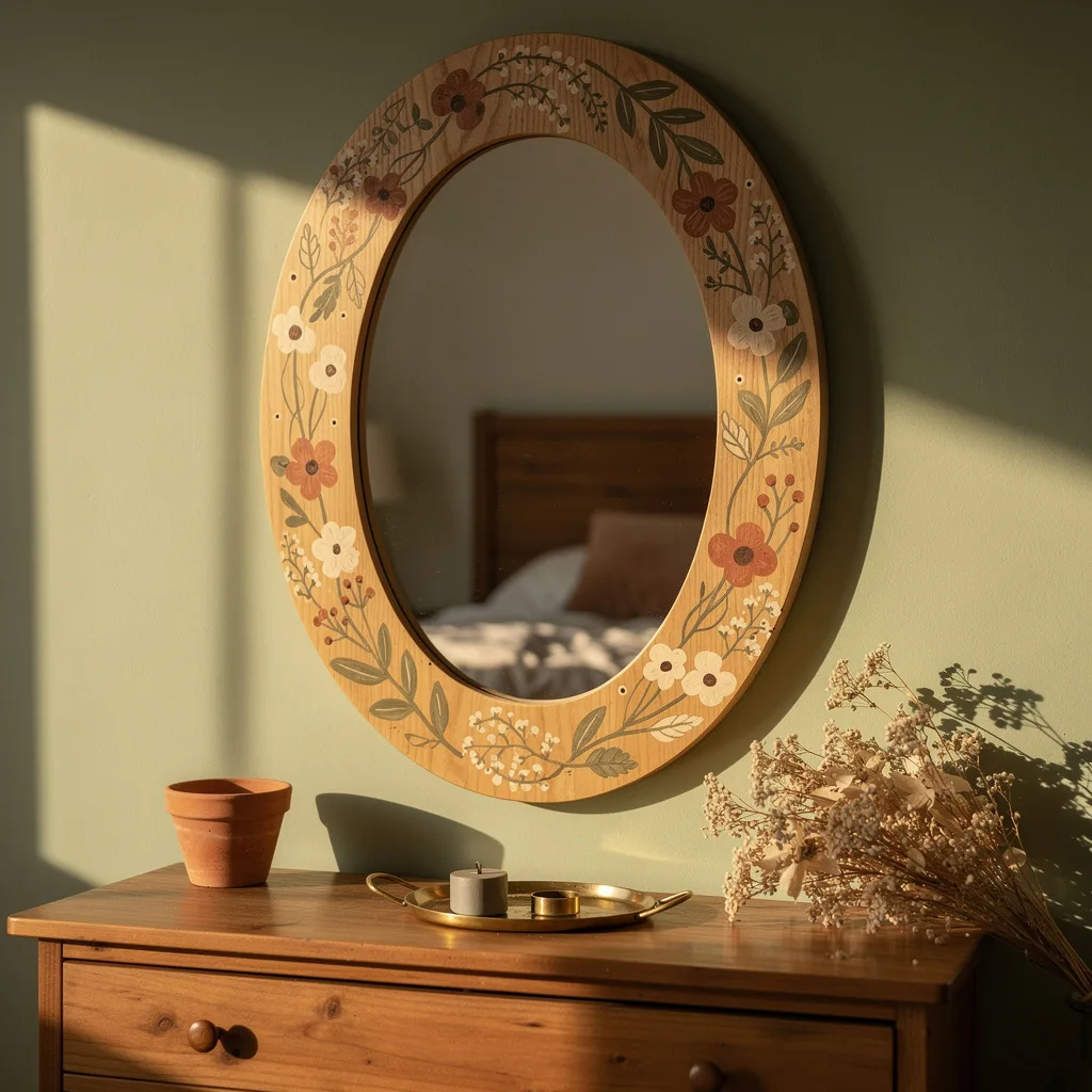 Hand-Painted Oval Wood Frame