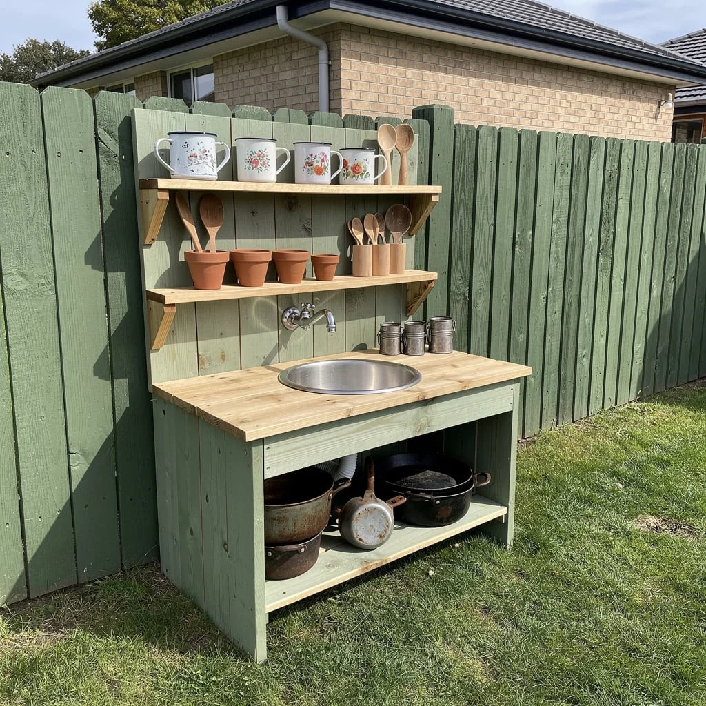 Sage Green Fence Kitchen