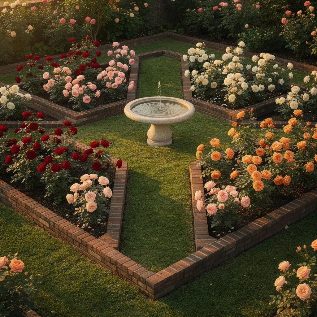 The Formal Rose Parterre with Brick Edging