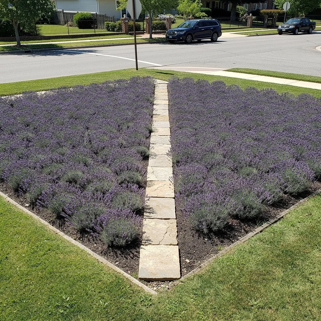 The Diamond Lavender Mass Corner Planting