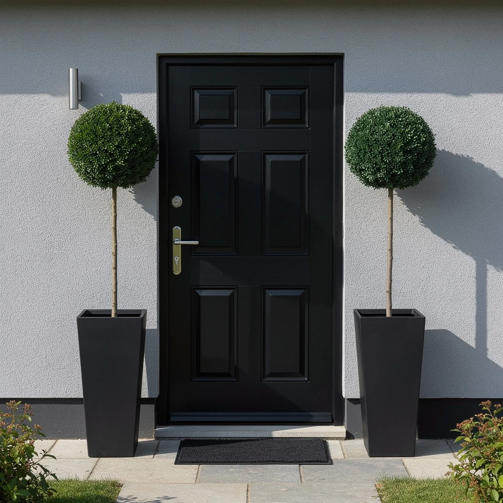 Black Planter Topiary Pair