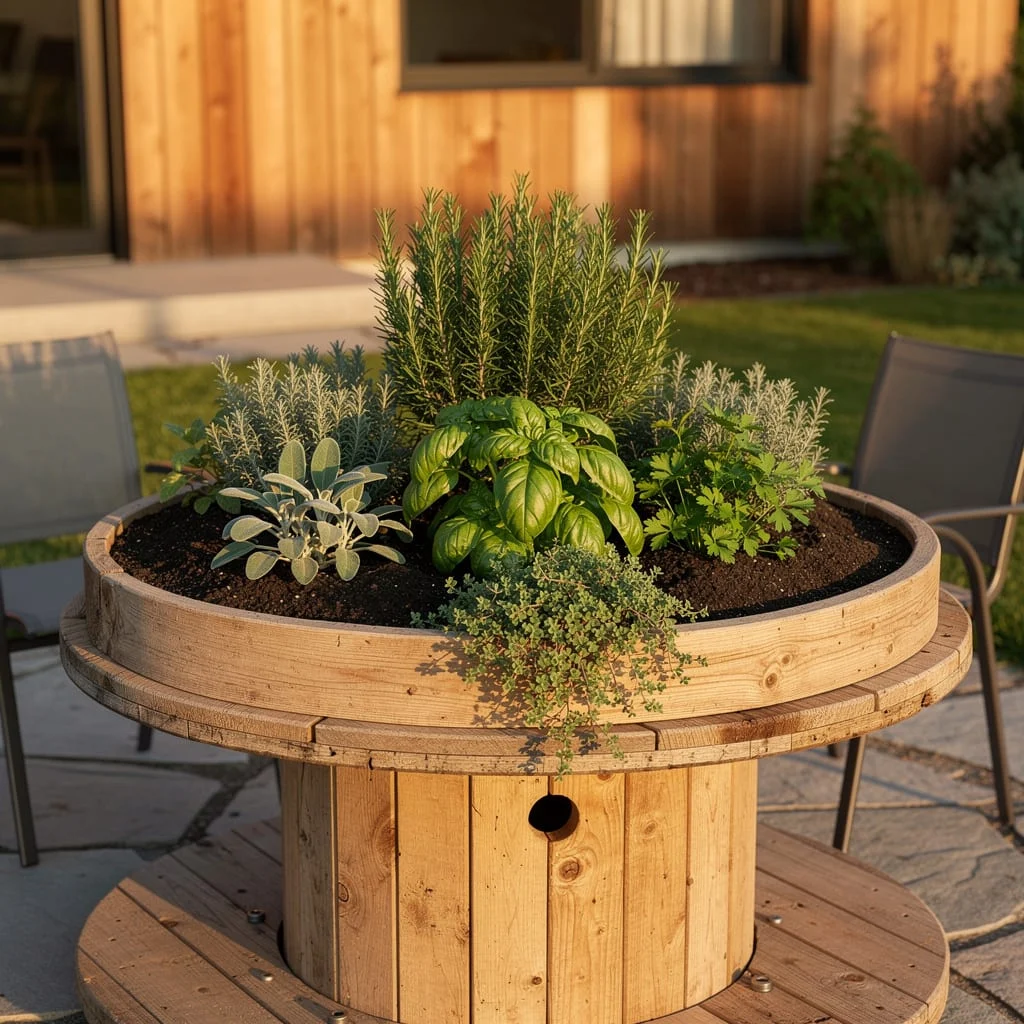 Cable Drum Table Planter