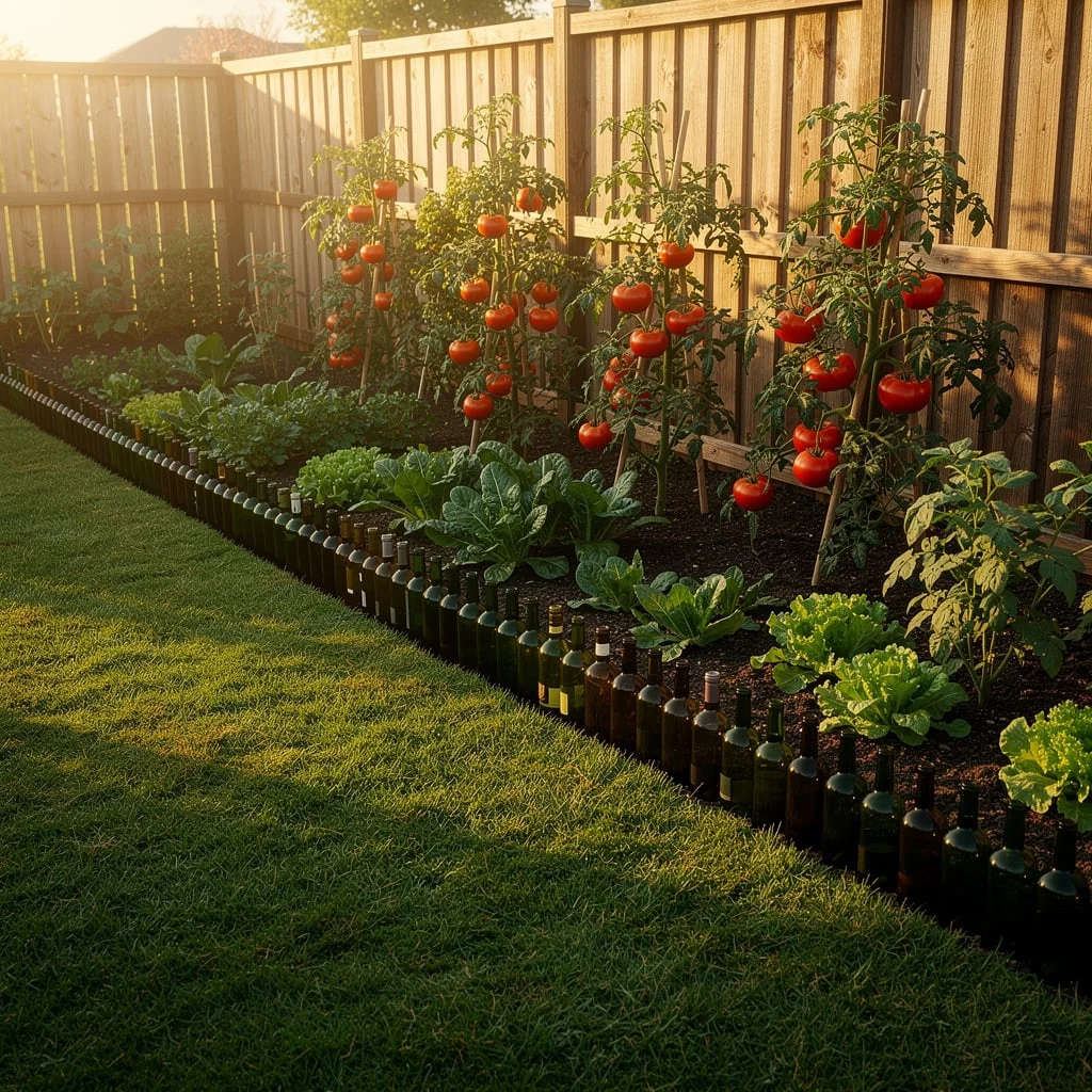 Wine Bottle Vegetable Garden Edge