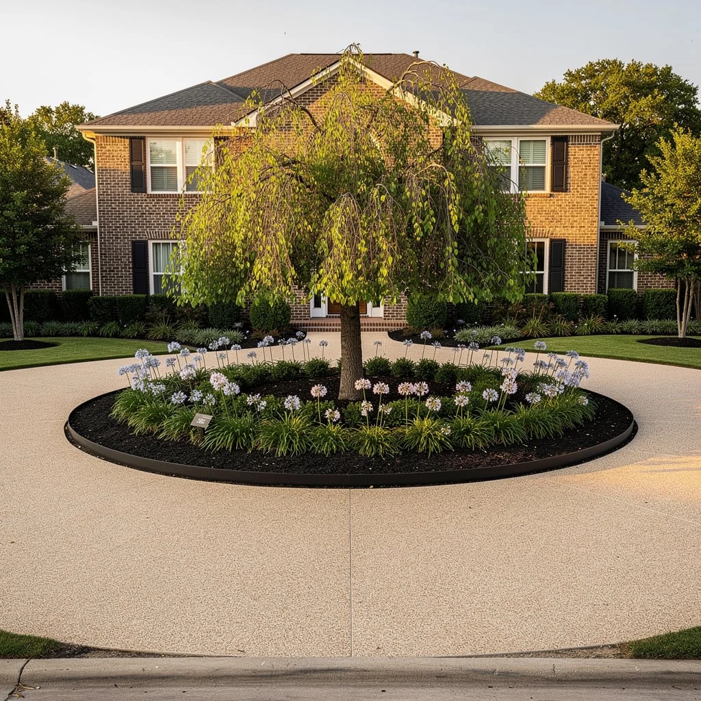 The Circular Driveway With Weeping Tree Island and Agapanthus Ring
