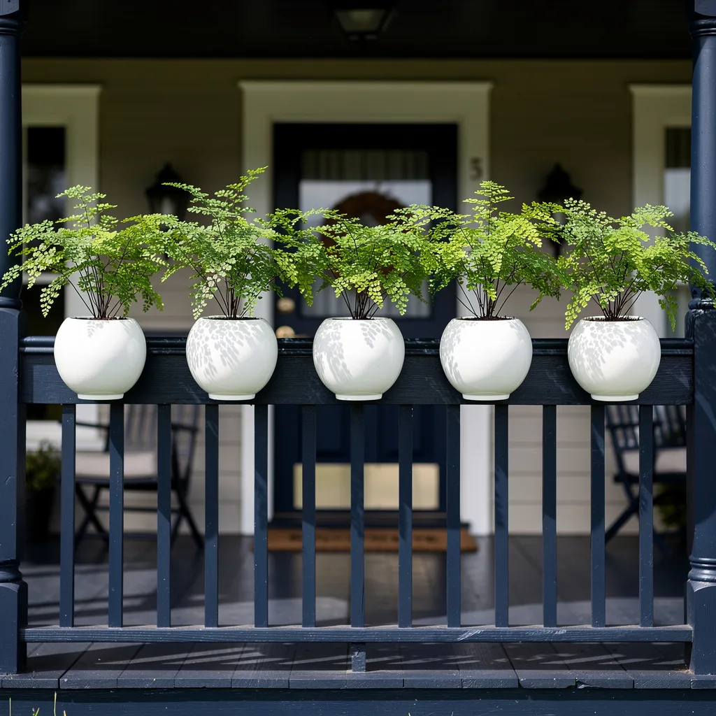 White Ceramic Globes On The Railing