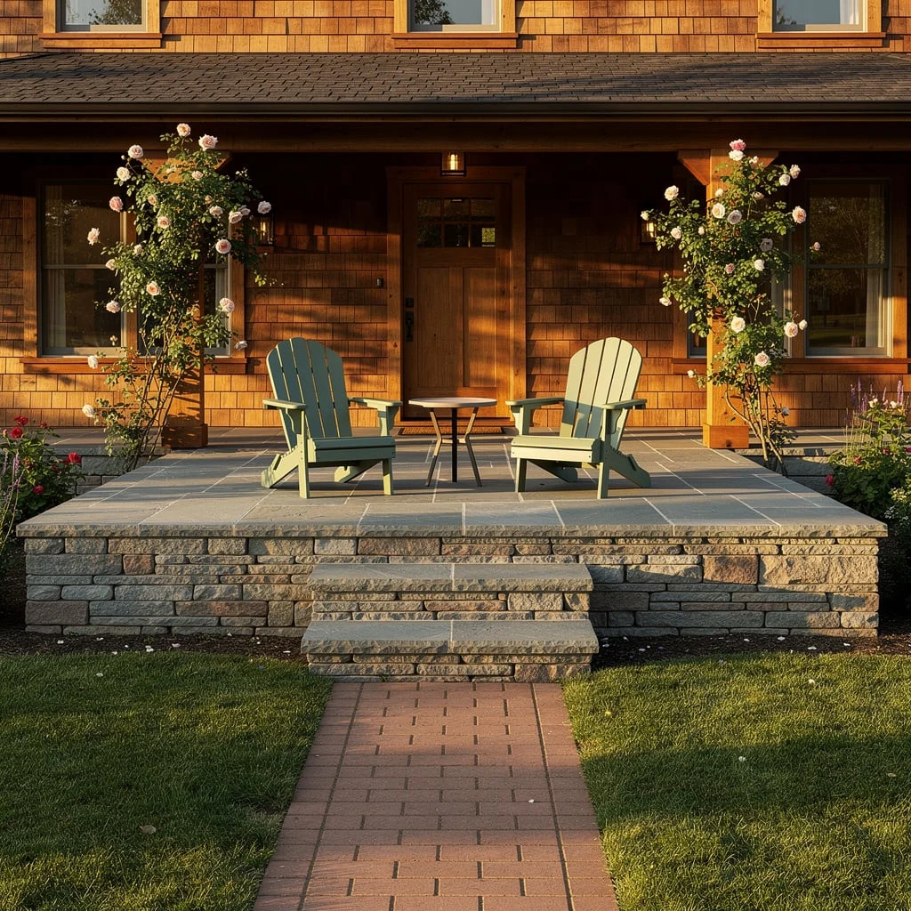 The Cedar Shingle Farmhouse With the Raised Stone Platform