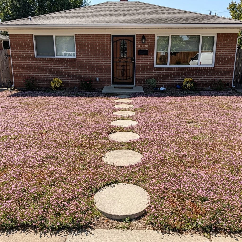 The Creeping Thyme Lawn With Round Stepping Stones That Asks Nothing of You