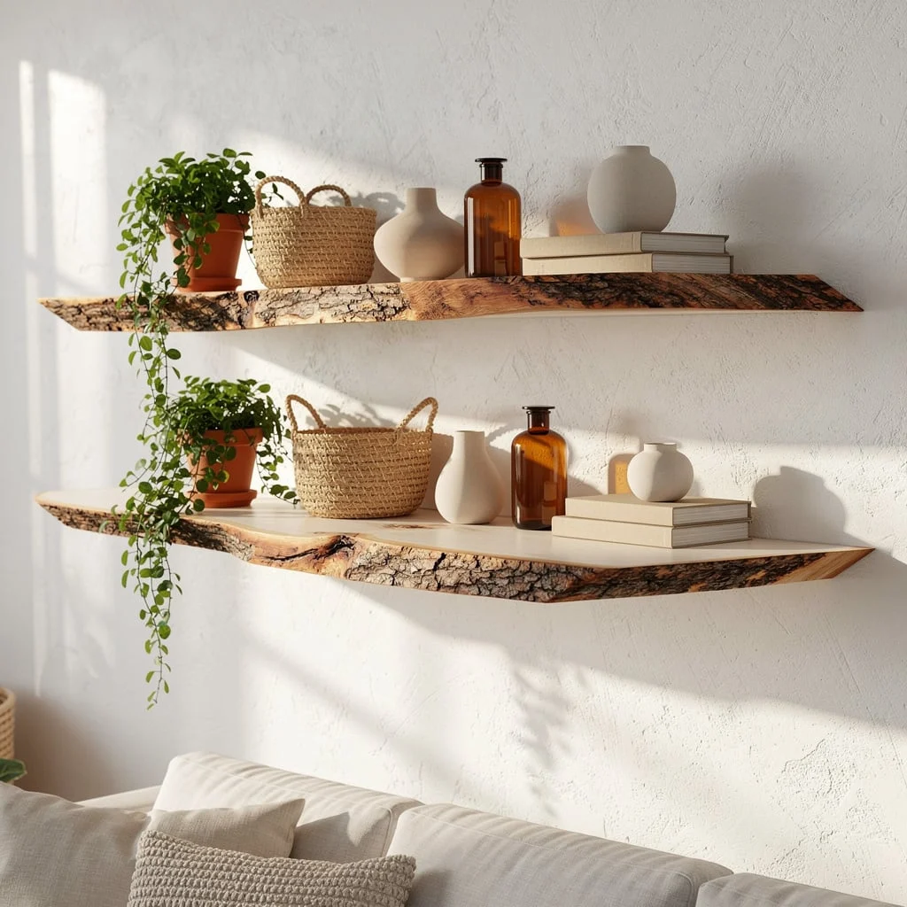 Live-Edge Floating Shelves