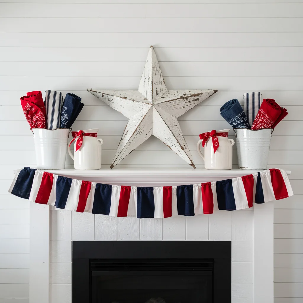 Distressed Star, Bandana Pots, Fabric Garland