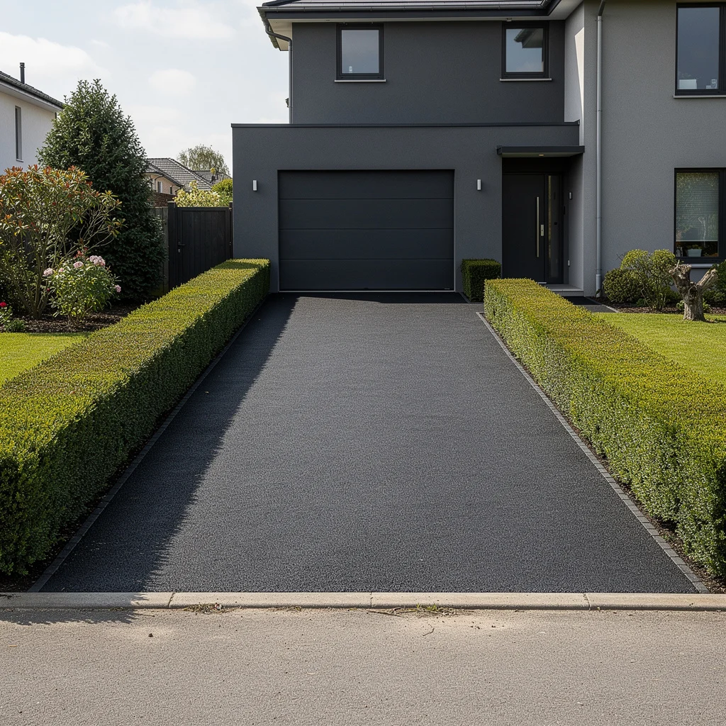 The Dark Tarmac and Clipped Box Hedge Driveway That Got the Brief Right