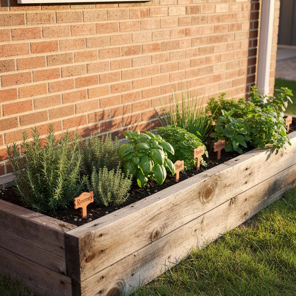 Long Cedar Raised Bed Against A Wall
