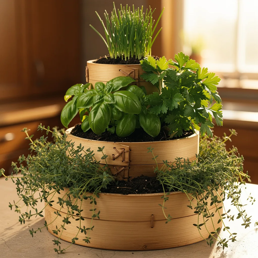 Stacked Bamboo Steamer Tower