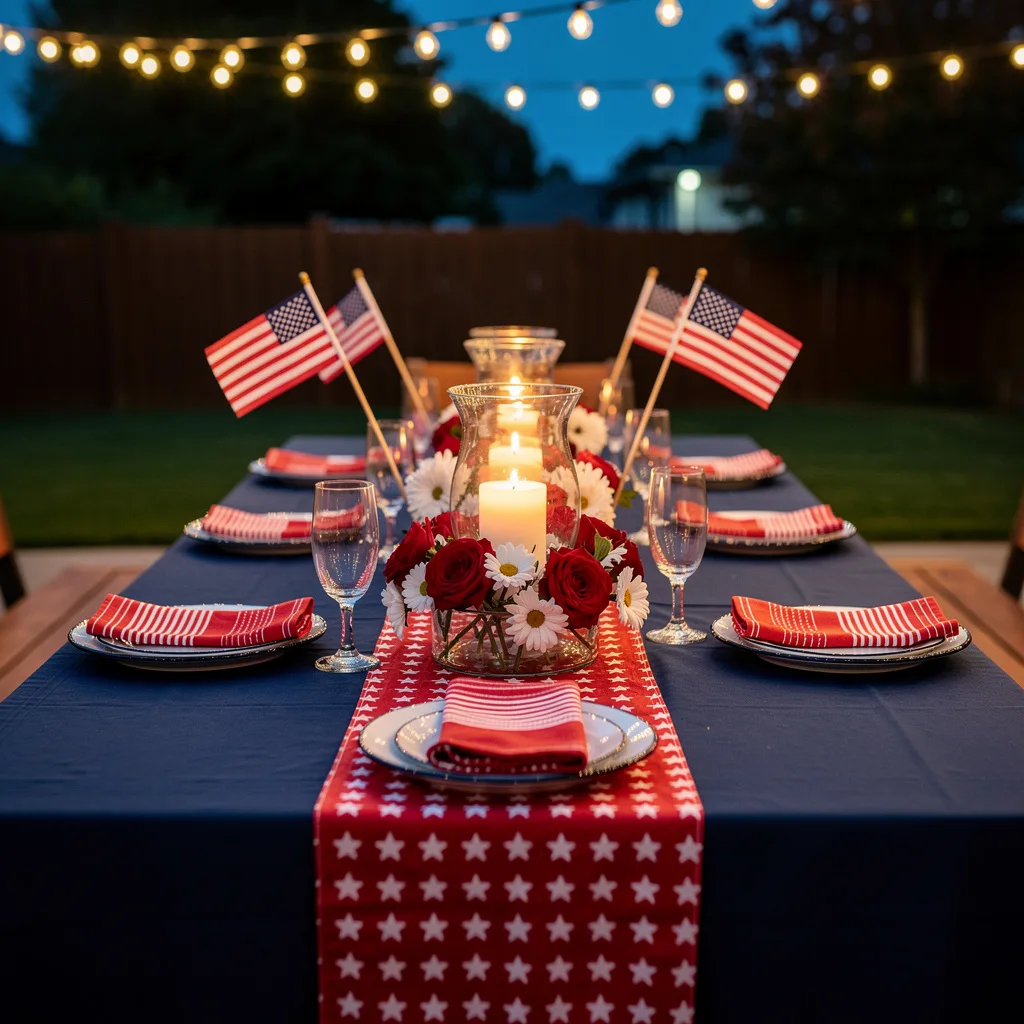 Candlelit Dinner Table at Dusk