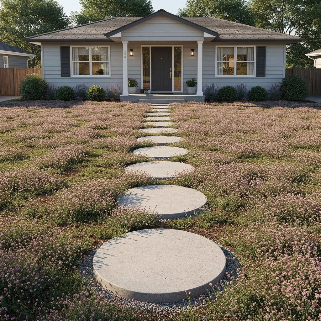 The Round Stepping Stone Path Through Flowering Thyme That Replaced the Lawn Entirely