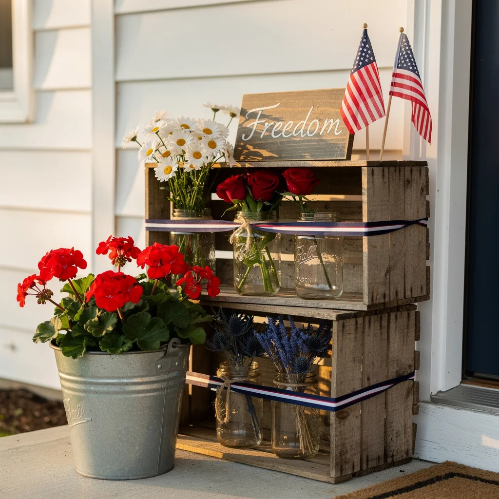 Stacked Crate Flower Display