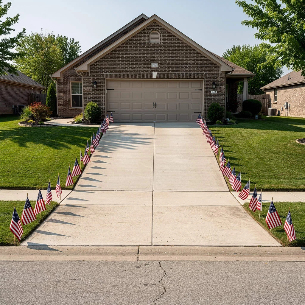 Flag-Lined Driveway