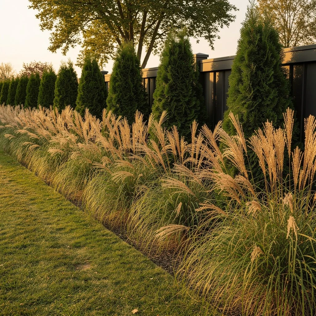 The Ornamental Grass and Arborvitae Layered Planting