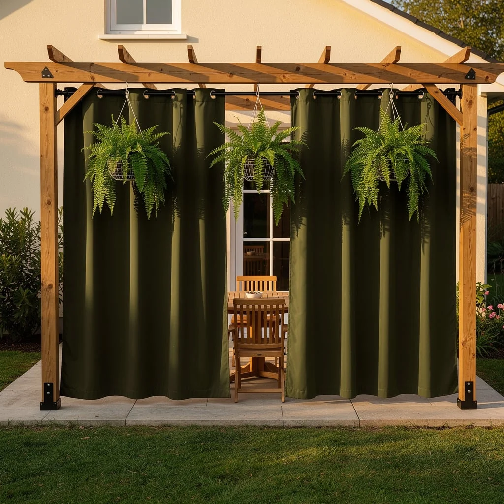 Olive Green With Fern Detail