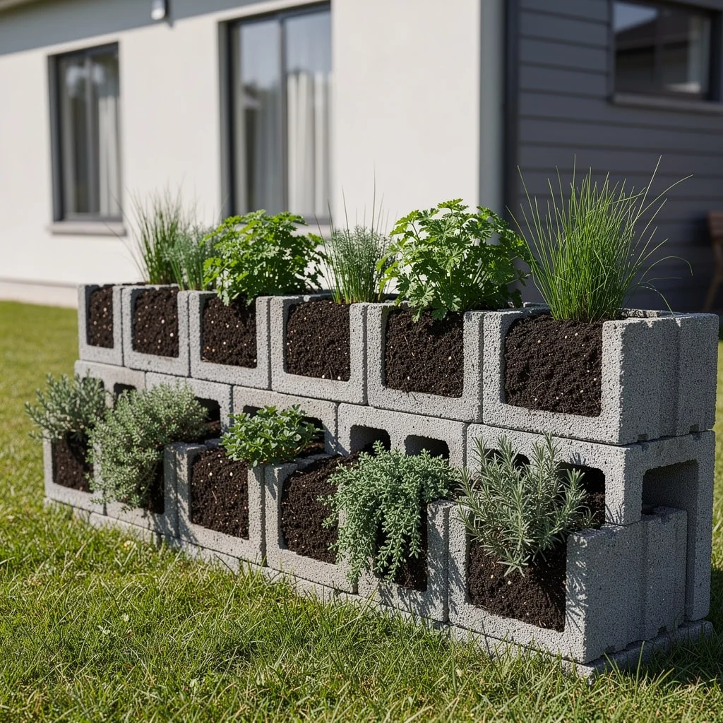 Cinder Block Herb Wall