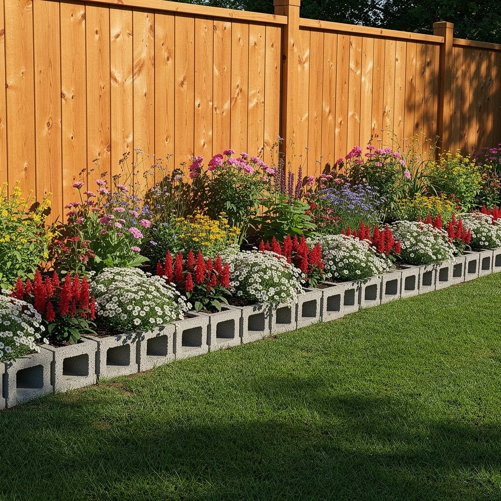Cinder Block Fence-Line Bed