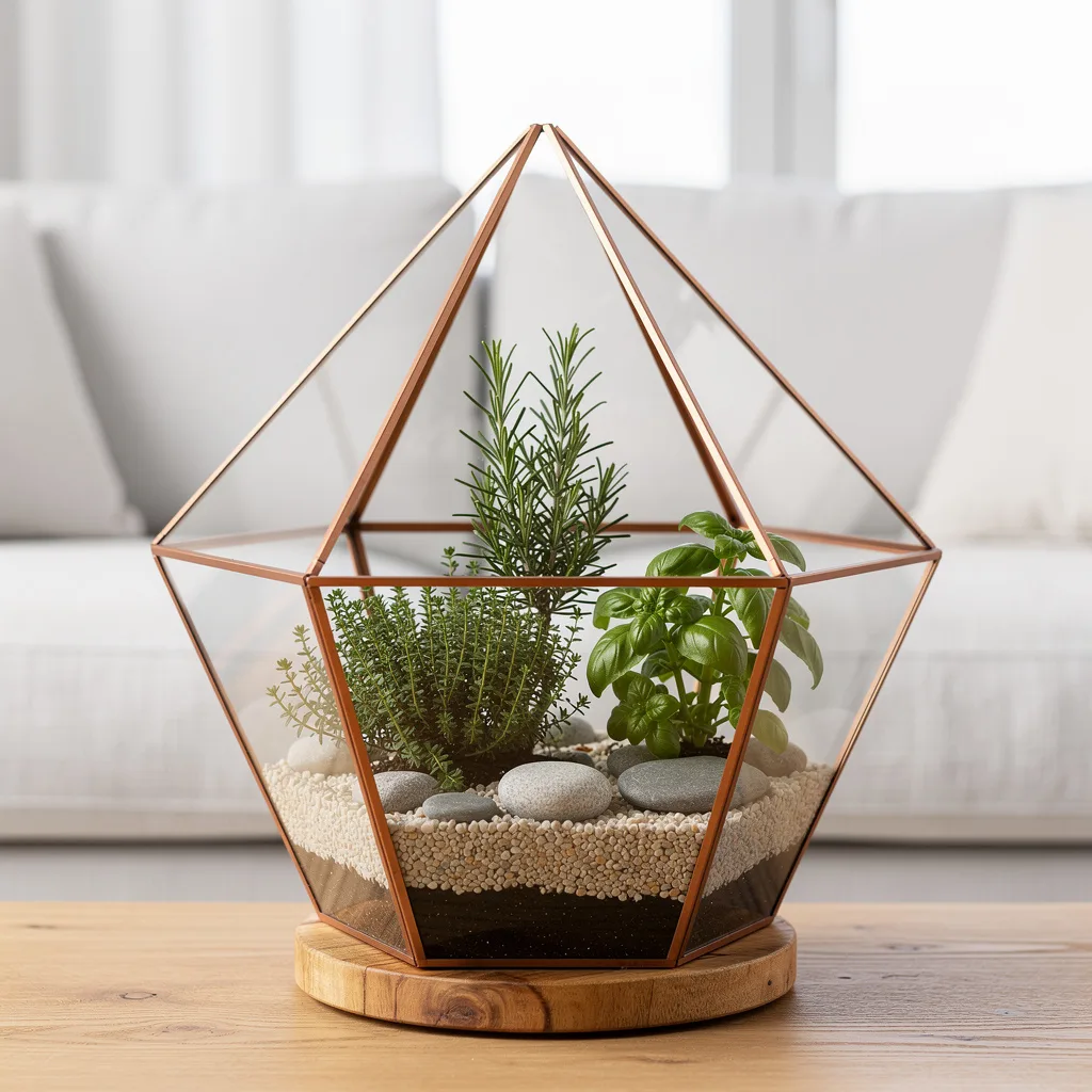 Copper-Frame Geometric Terrarium
