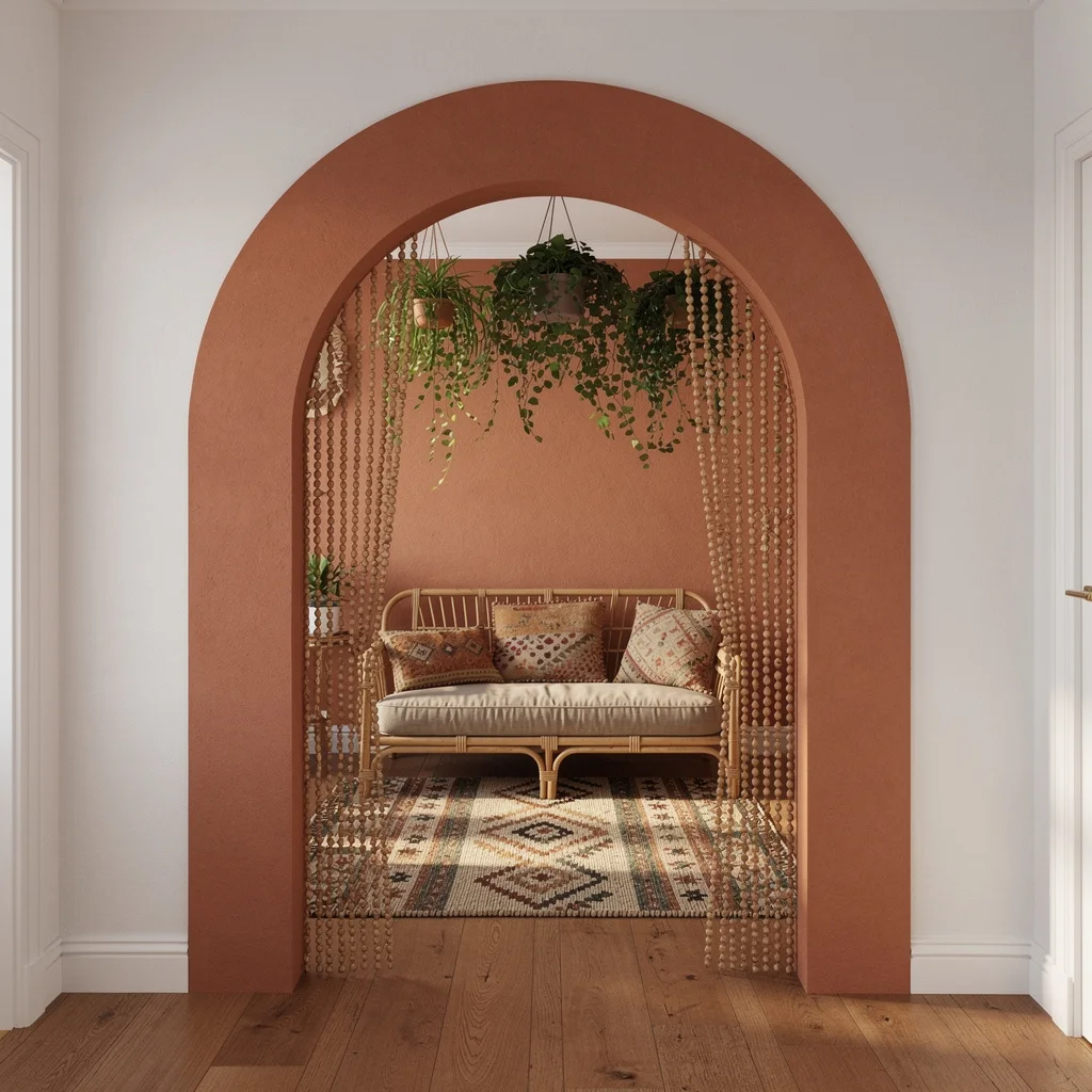 Terracotta Arch with Bead Curtain