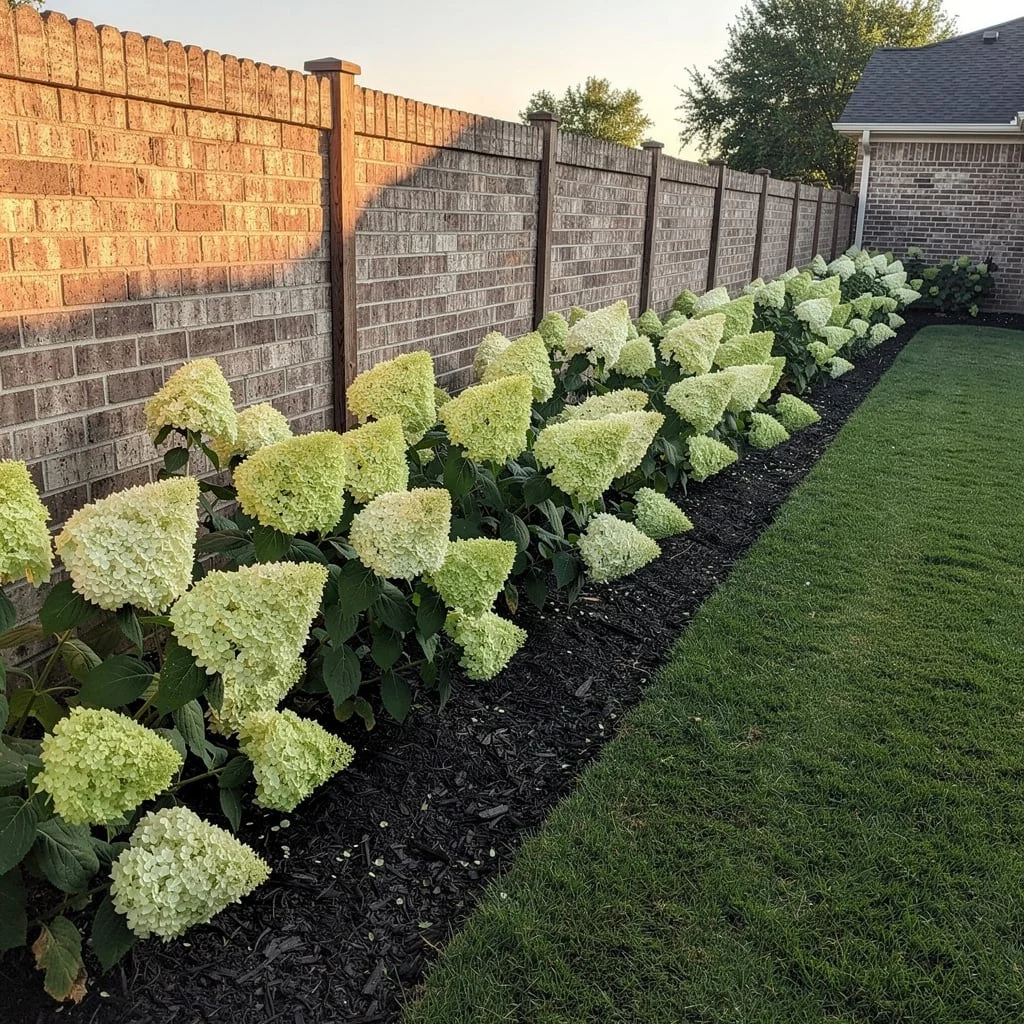 Limelight Hydrangeas Against a Brick Wall