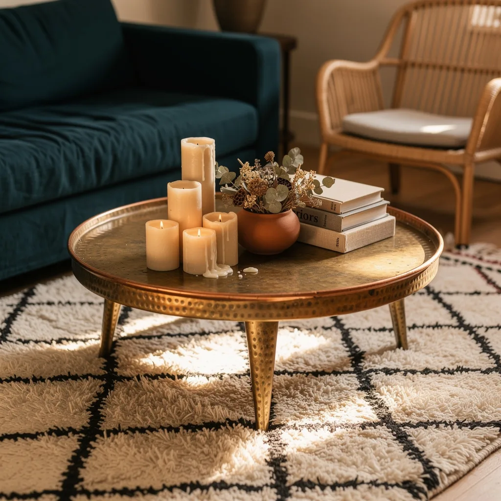 Hammered Brass Tray Table