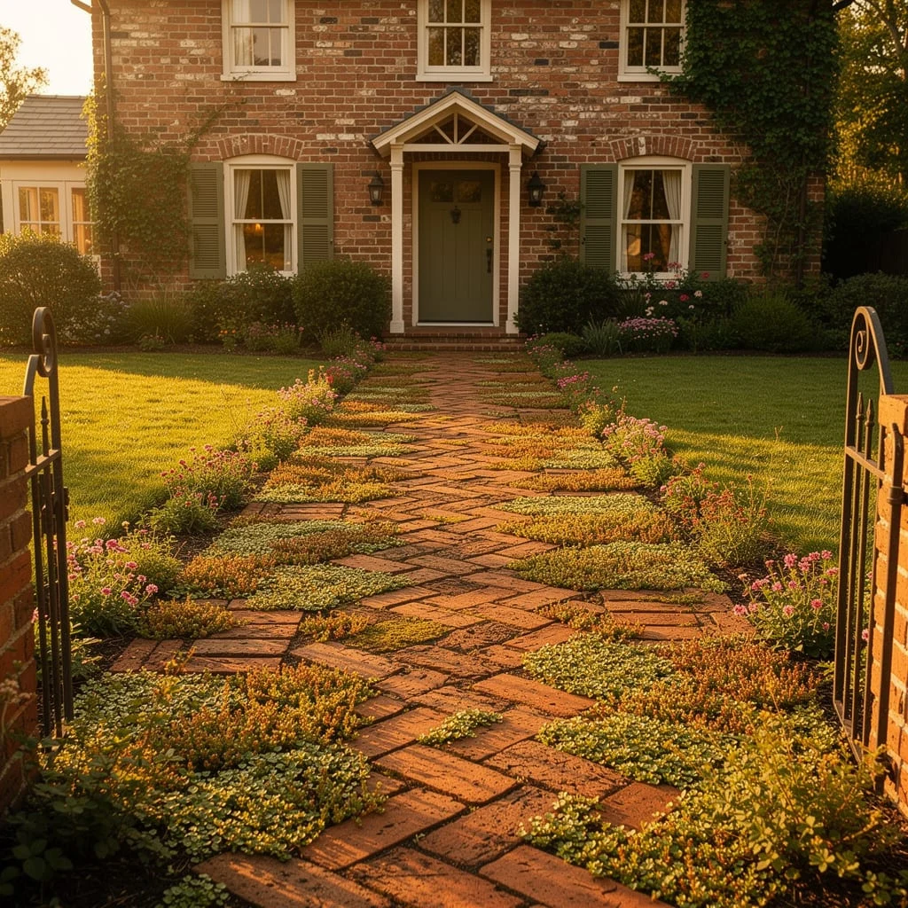 The Herringbone Brick Path With Creeping Thyme in the Joints That Got Beautifully Out of Hand