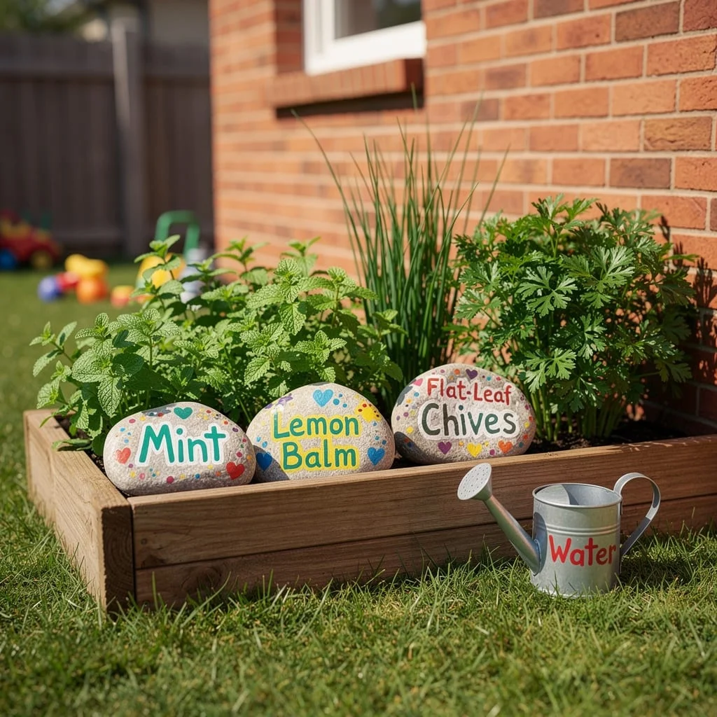 Children's Raised Bed With Painted Stones