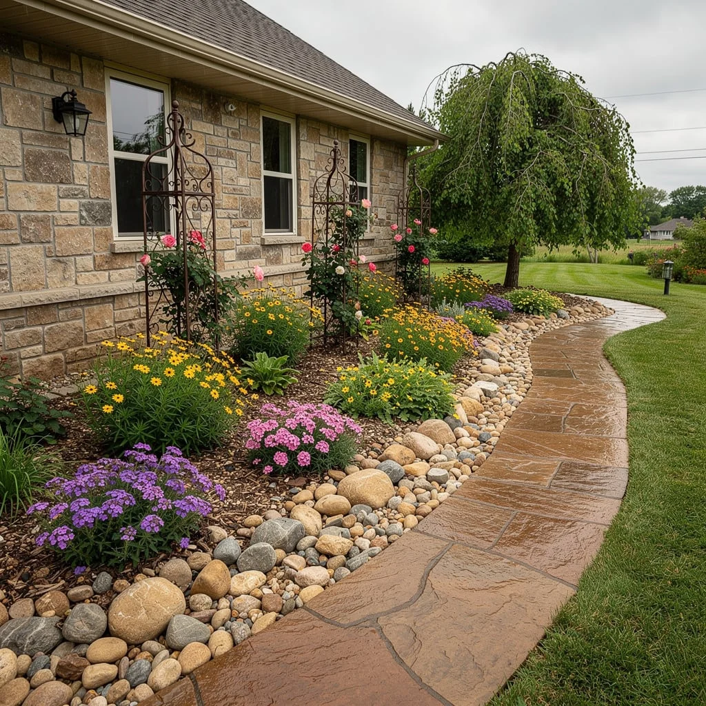 Stone Foundation Bed With Iron Obelisks