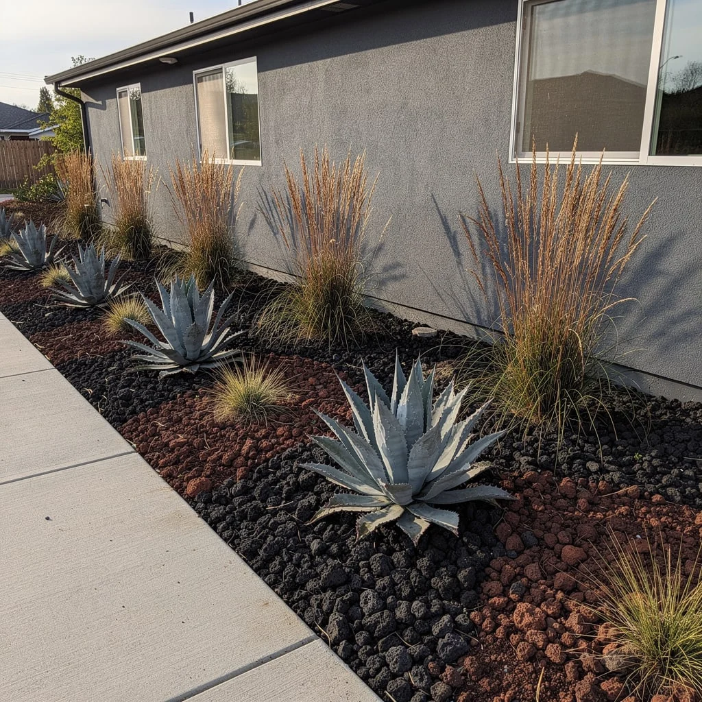 Agave and Grass With Lava Rock
