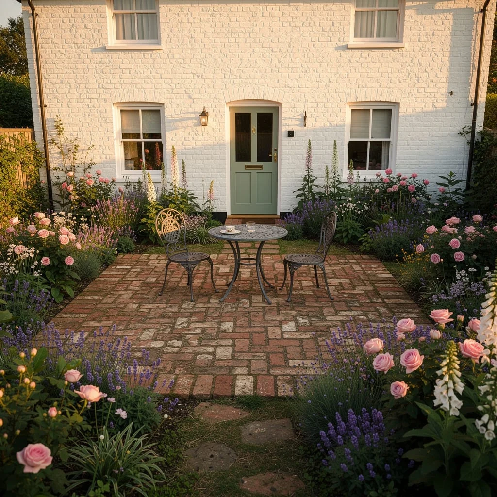 The English Cottage Brick Patio Swallowed by Flowers