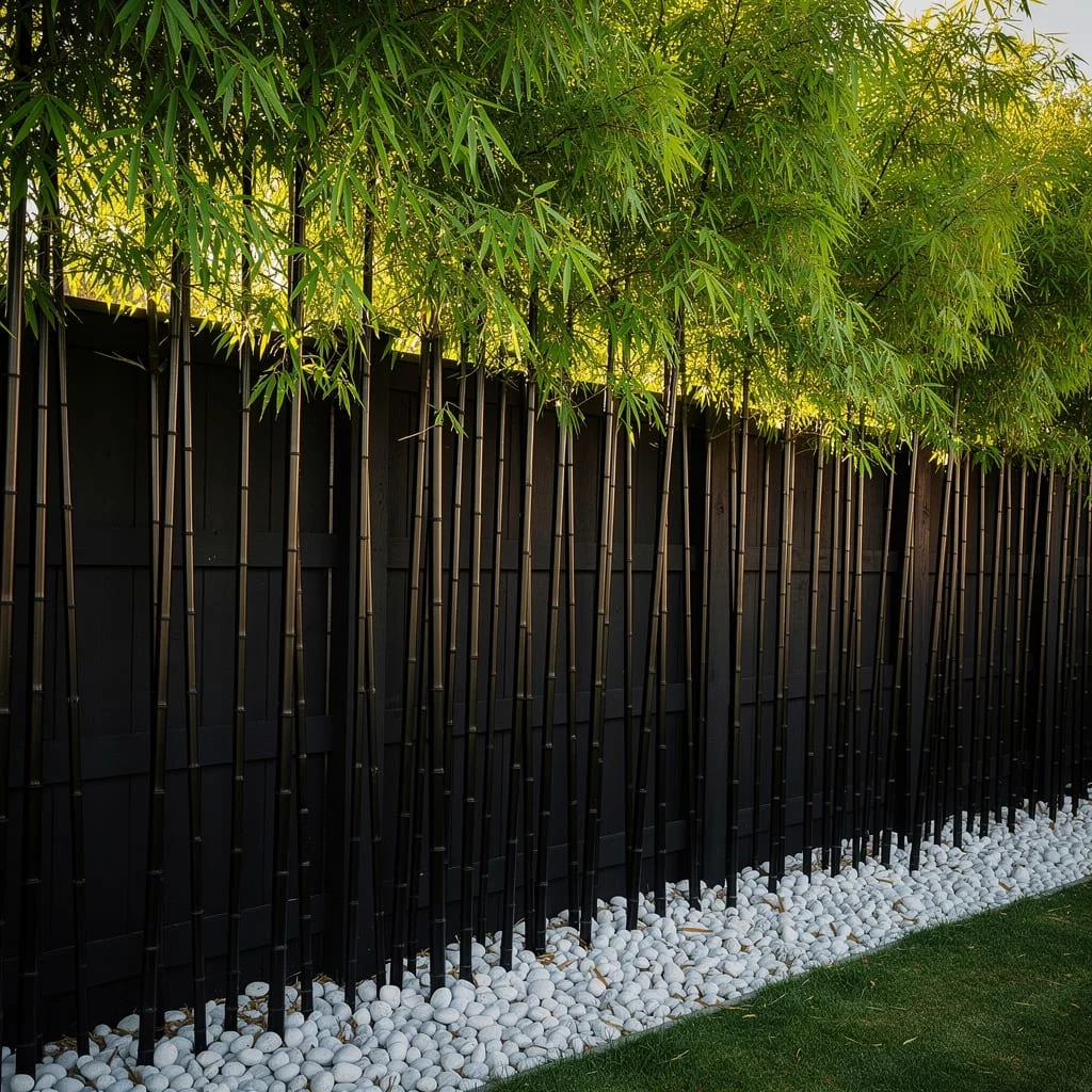 The Black Bamboo and White Stone Contrast Planting