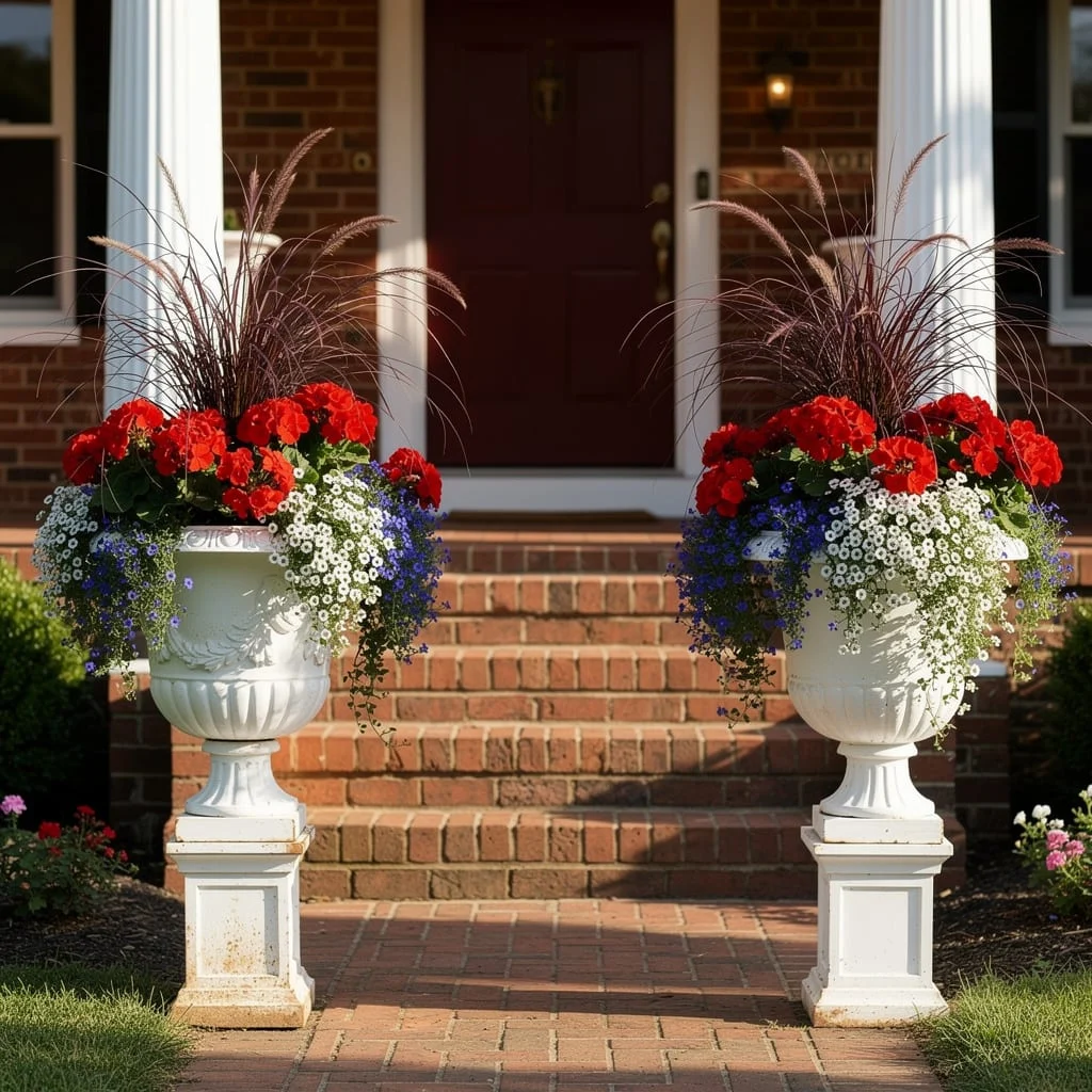 White Urns with Thriller-Filler-Spiller