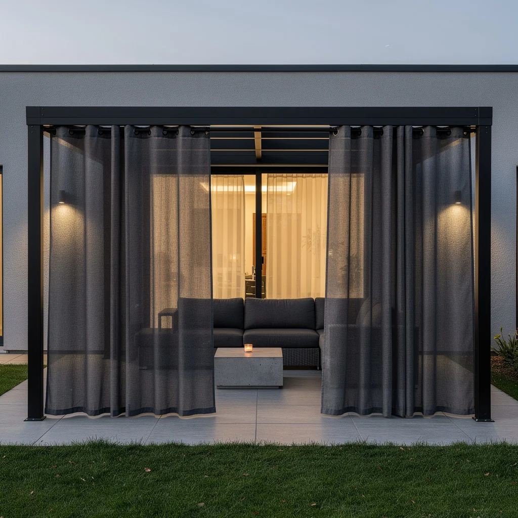 Charcoal Mesh on a Modern Pergola