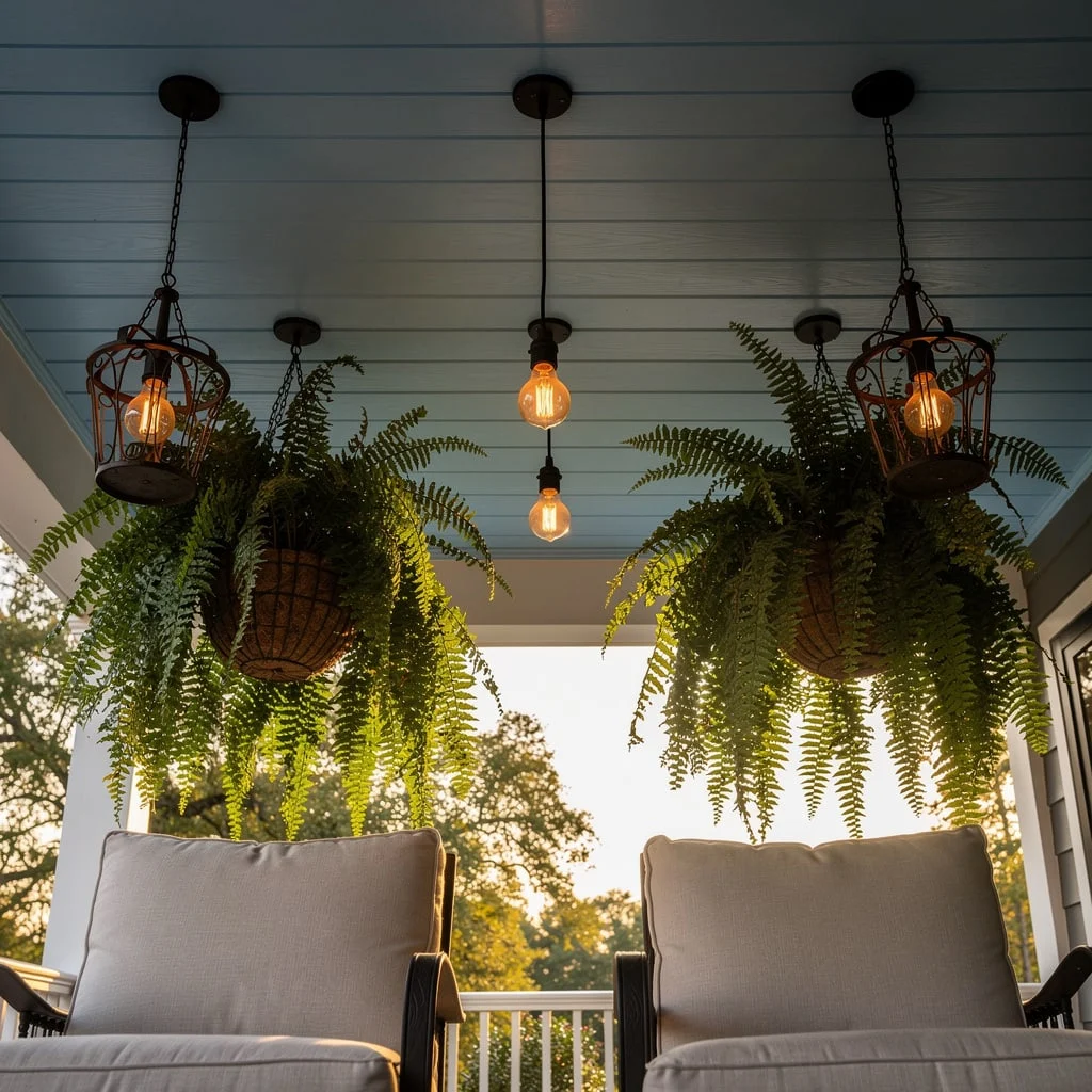 Ferns With Edison Bulb Pendants