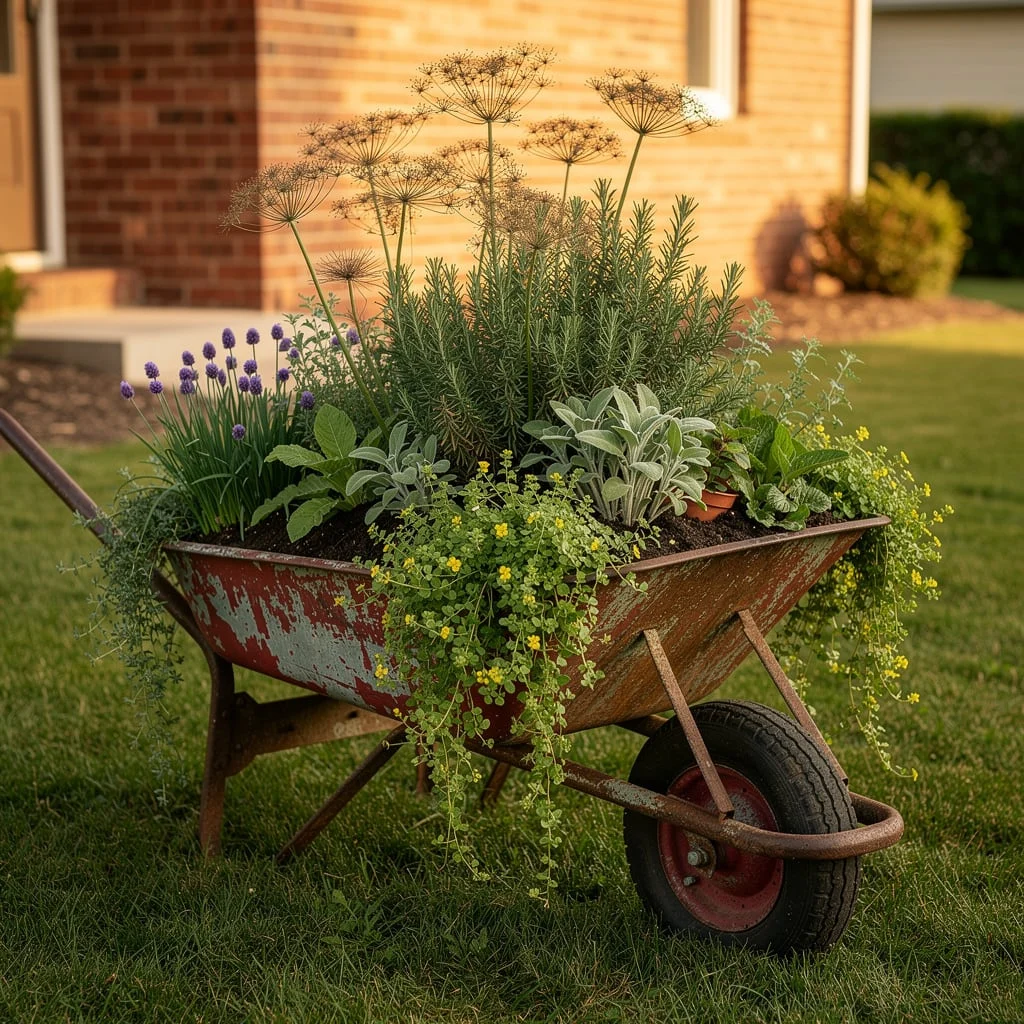 Rustic Wheelbarrow Planter