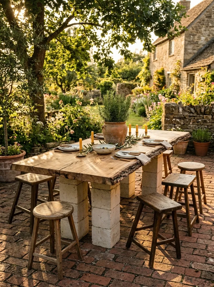 Reclaimed Wood Block Table
