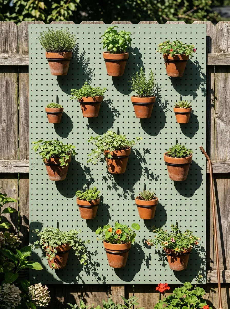 Sage Green Pegboard Herb Wall