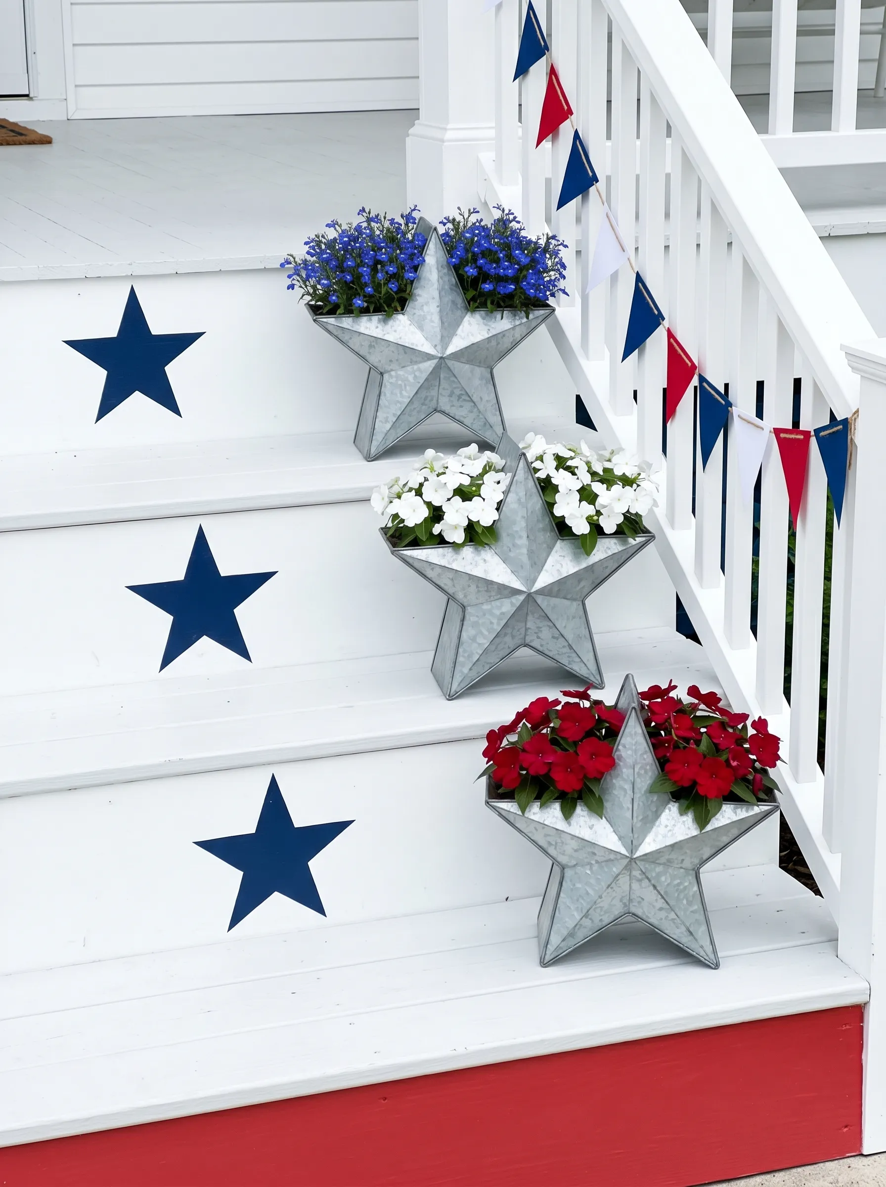 The Porch Steps That Used Galvanized Stars as Planters